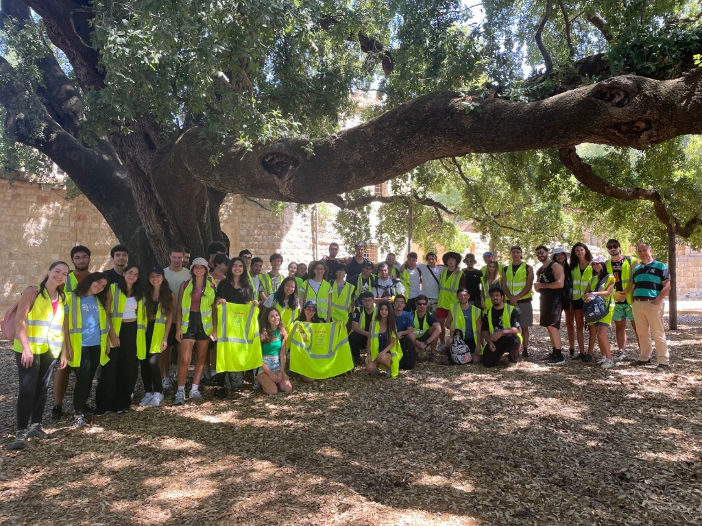 Group gathered under a tree